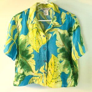 john paul Rishard 100% Linen Tropical Vintage Colorful Shirt Size M